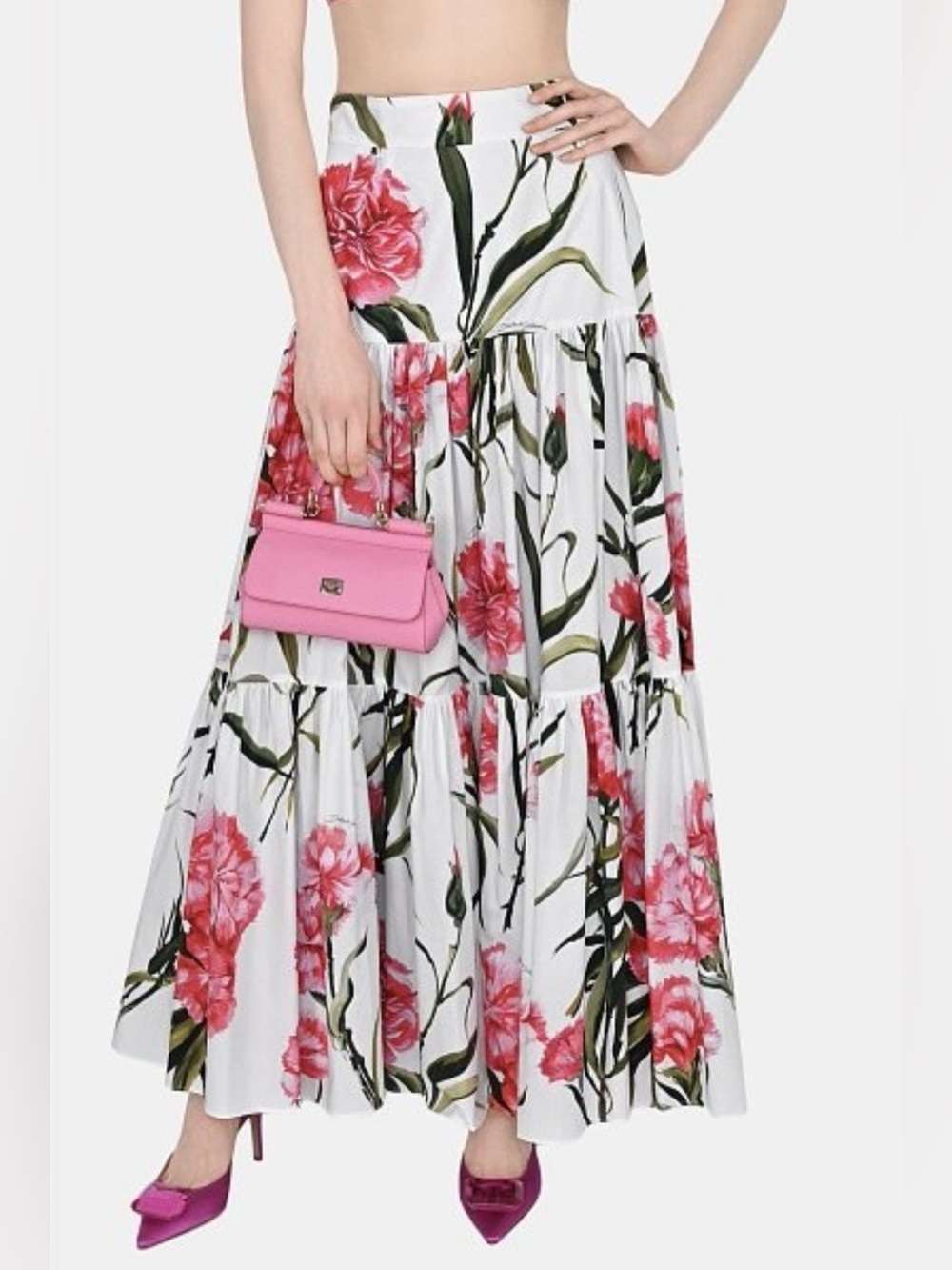NWT DOLCE & GABBANA
Floral-print Tiered Maxi Skirt